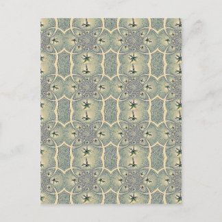 Vintage Green Abstract Flower Design Postcard