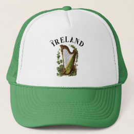 Vintage Green and Gold Irish Harp Custom  Trucker Hat