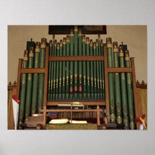 Vintage Green and Gold Pipe Organ 🎹 Poster