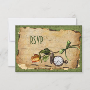 Vintage Green and Gold Reply Card