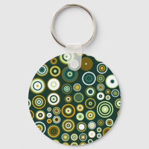 Vintage Green and White Fifties Abstract Art Key Ring