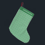 Vintage Green and White Gingham Plaid Personalised<br><div class="desc">Vintage Green and White Gingham Plaid Personalised Christmas Stocking</div>
