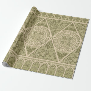 Vintage Green Art Nouveau Floral Pattern Wrapping Paper
