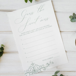 Vintage Green Baby Shower Guess Sweet Mess Game Flyer