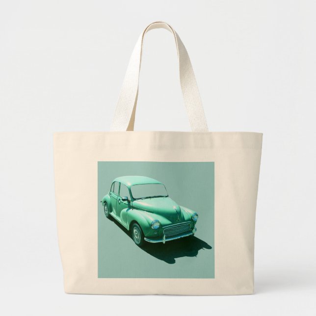 VINTAGE GREEN BAKERS VAN LARGE TOTE BAG (Front)