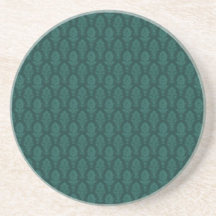 Vintage Green Baroque Floral Wallpaper Coaster
