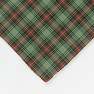 Vintage Green, Black and Red Plaid Fleece Blanket