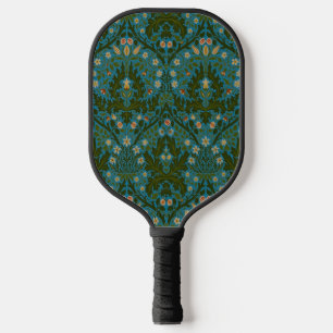 Vintage Green Blue William Morris Autumn Flowers Pickleball Paddle