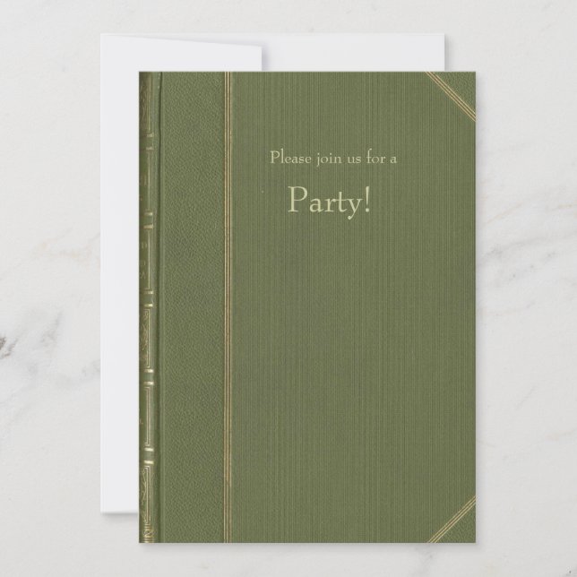 Vintage Green Book Invitation (Front)