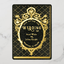 Vintage Green Bookish Ornate Frame Wedding Gold