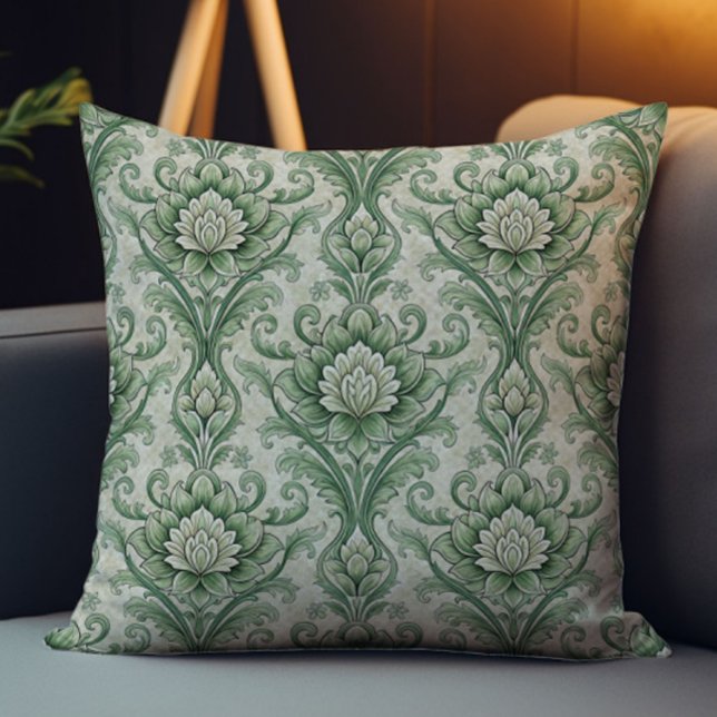 Vintage green botanical pattern cushion (Creator Uploaded)