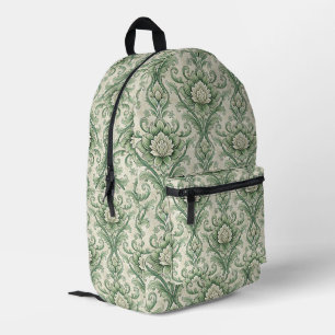 Vintage green botanical pattern printed backpack