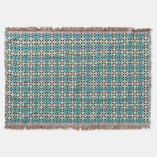 Vintage Green Brown Barcelona Star Tile Geometric Throw Blanket