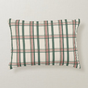Vintage Green Brown Plaid Aesthetic Decorative Cushion