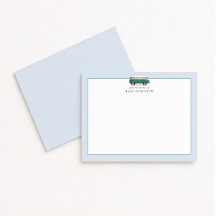 Vintage Green Bus Nursery Note Card