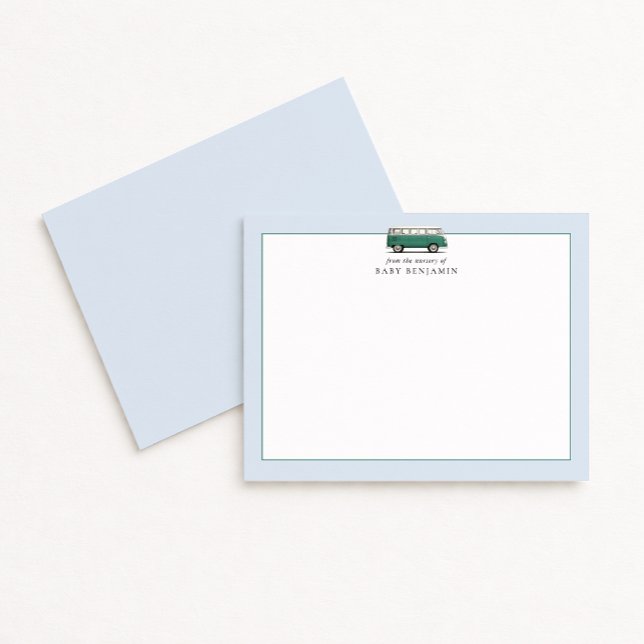 Vintage Green Bus Nursery Note Card (Creator Uploaded)