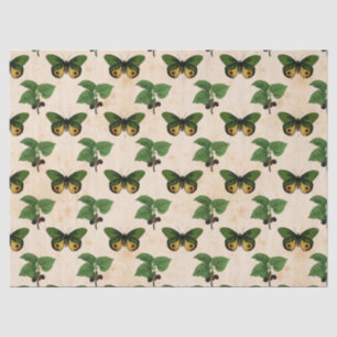 Vintage Green Butterflies Decoupage Tissue Paper