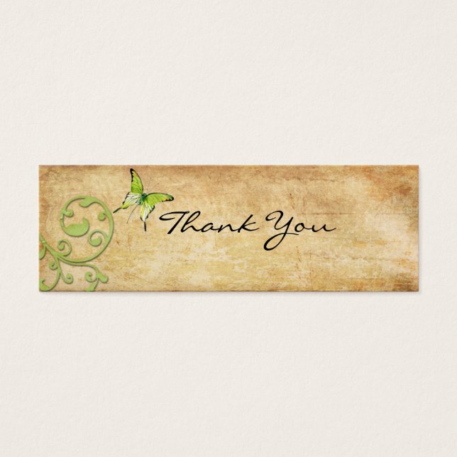 Vintage Green Butterfly Thank You Note (Front)