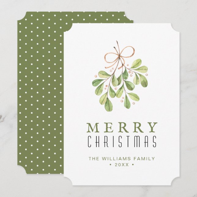 Vintage Green Christmas Card (Front/Back)