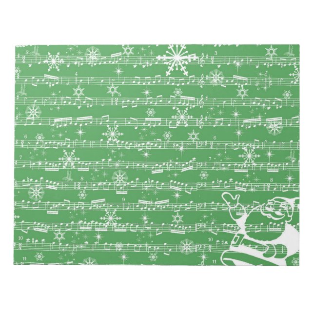 Vintage Green Christmas Musical Sheet Notepad (Front)