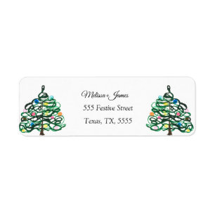 Vintage Green Christmas Tree Festive Wedding Label