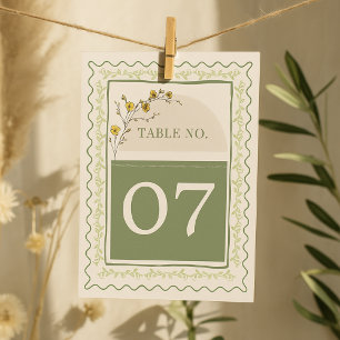 Vintage Green & Cream Floral Frame Seating Chart Invitation
