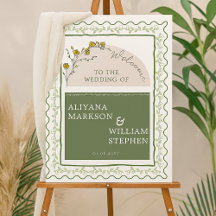 Vintage Green & Cream Floral Wedding Welcome
