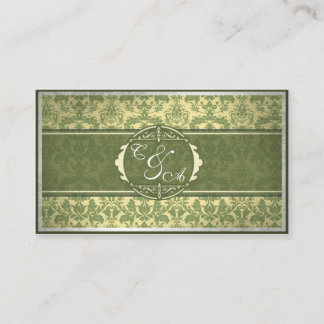 Vintage Green Damask Wedding place card