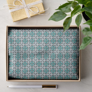 Vintage Green Dark Barcelona Star Tile Geometric Tissue Paper