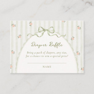 Vintage Green Diaper Raffle Enclosure Card
