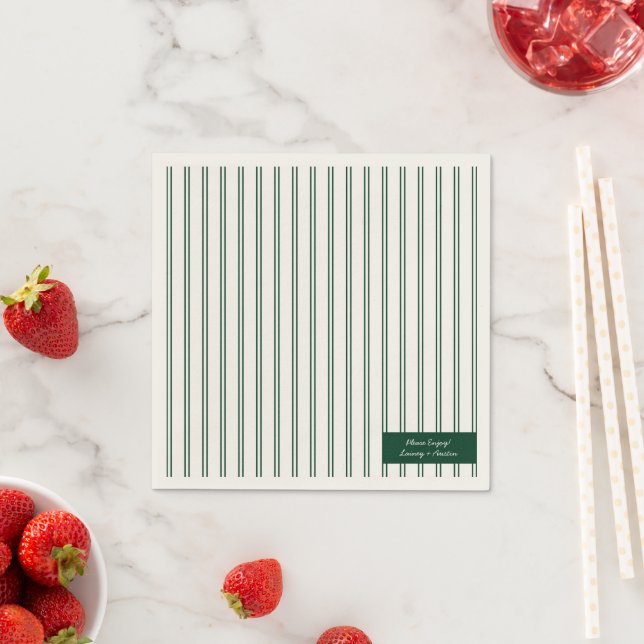 Vintage Green & Ecru Napkins for Wedding Reception (Insitu)