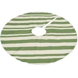 Vintage Green Elegant Christmas Candy Cane Brushed Polyester Tree Skirt