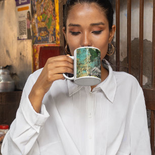 Vintage Green Fairy on Aqua Ephemera Coffee Mug