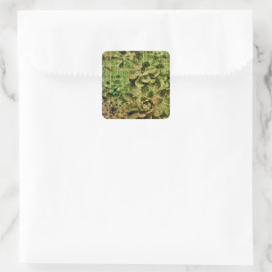 Vintage Green Faux Animal Skin Succulent Cactus Square Sticker