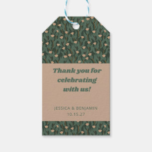 Vintage Green Floral Boho Wedding Custom Thank You Gift Tags