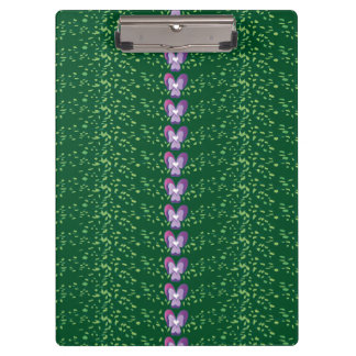 Vintage Green Floral Violets wallpaper pattern Clipboard