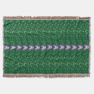 Vintage Green Floral Violets wallpaper pattern Throw Blanket