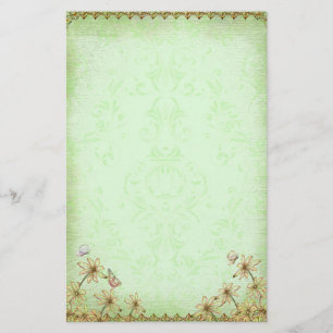 Vintage Green Floral Wedding Stationery