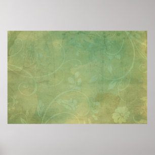 Vintage green flourish texture poster