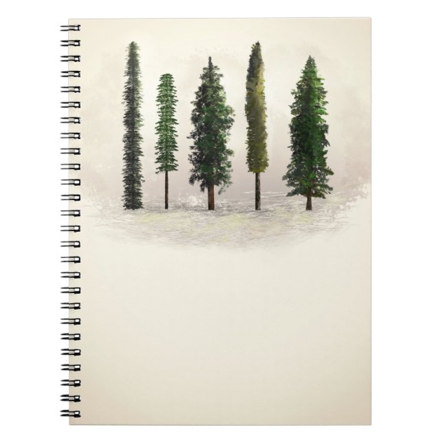 Vintage Green Forest Trees Rustic Woodsy Notebook (Front)