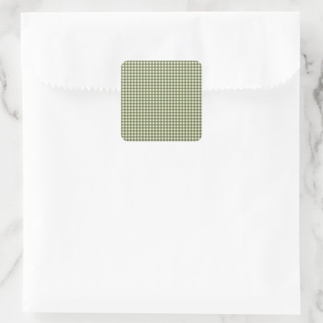 Vintage Green Gingham – Farmhouse Charm Pattern Square Sticker (Bag)