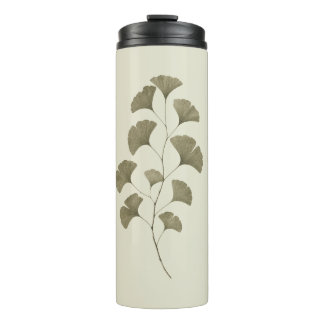 Vintage Green Ginkgo Leaves Thermal Tumbler