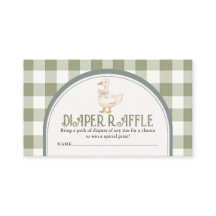 Vintage Green Goose Baby Shower Diaper Raffle Encl