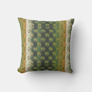 Vintage Green, grey and orange shamrock St Patrick Cushion