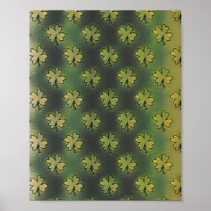 Vintage Green, grey and orange shamrock St Patrick Poster