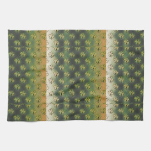 Vintage Green, grey and orange shamrock St Patrick Tea Towel