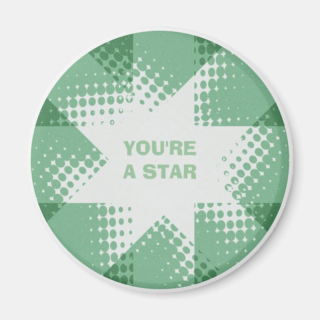Vintage green halftone star magnet (Front)