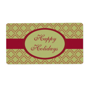 Vintage Green Happy Holidays Labels