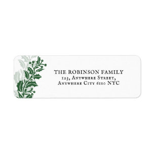 Vintage Green Holly Berry Christmas Return Address