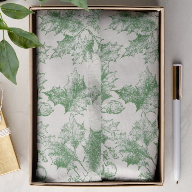Vintage Green Holly Decoupage  Tissue Paper (Creator Uploaded)